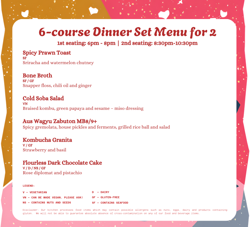 Valentine's 6-course Dinner Set Menu for 2
