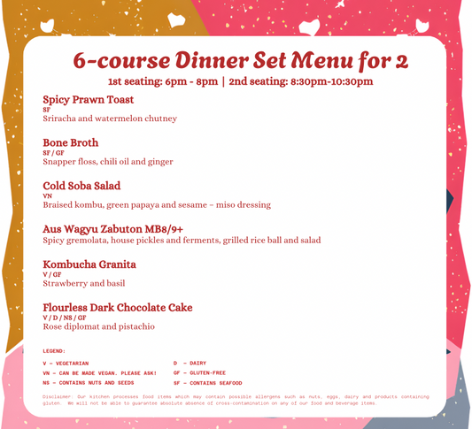 Valentine's 6-course Dinner Set Menu for 2