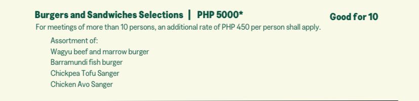 Meetings Made Wholesome - Burgers and Sandwiches Selection