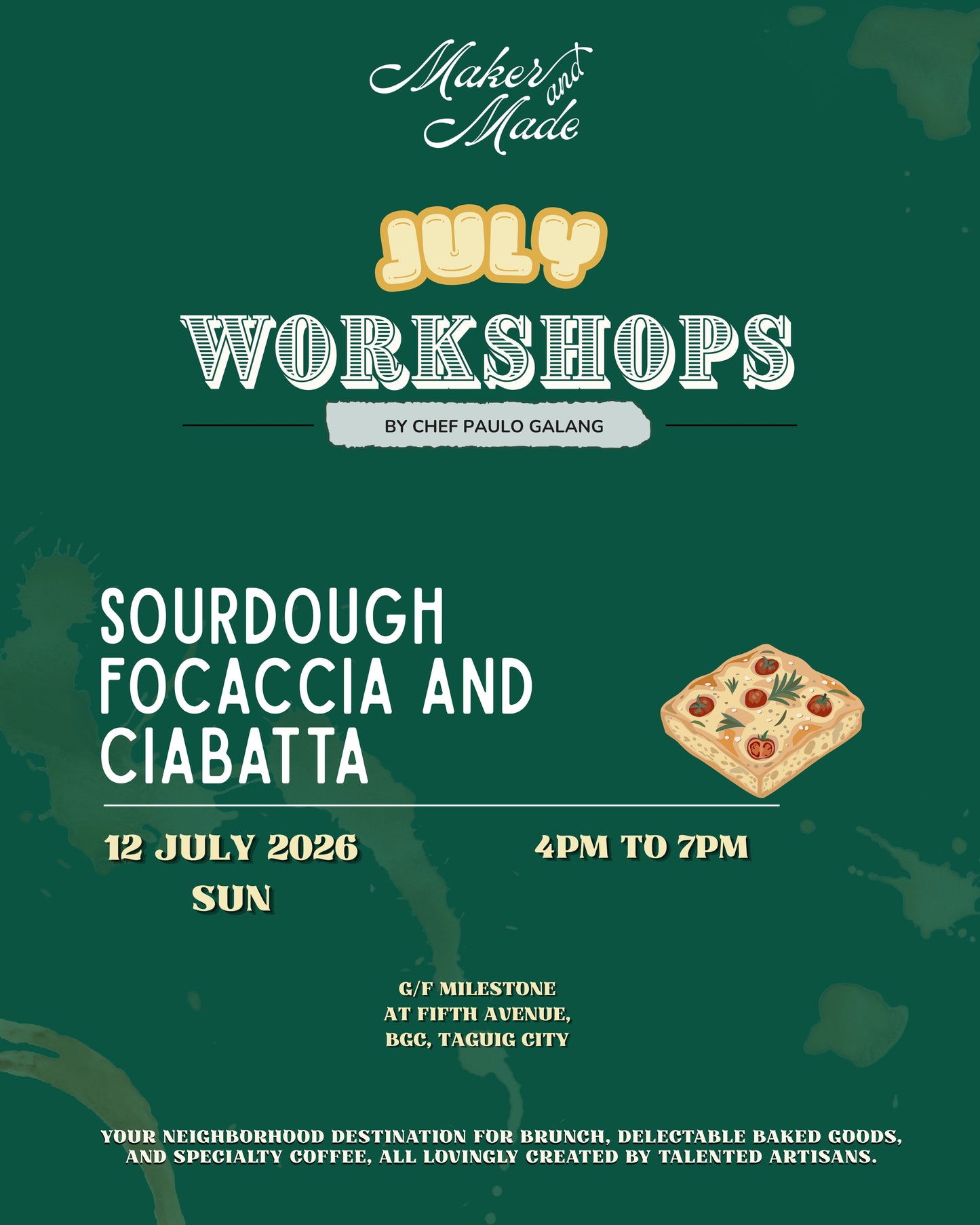 Sourdough Focaccia and Ciabatta Workshop (12 July 2026)